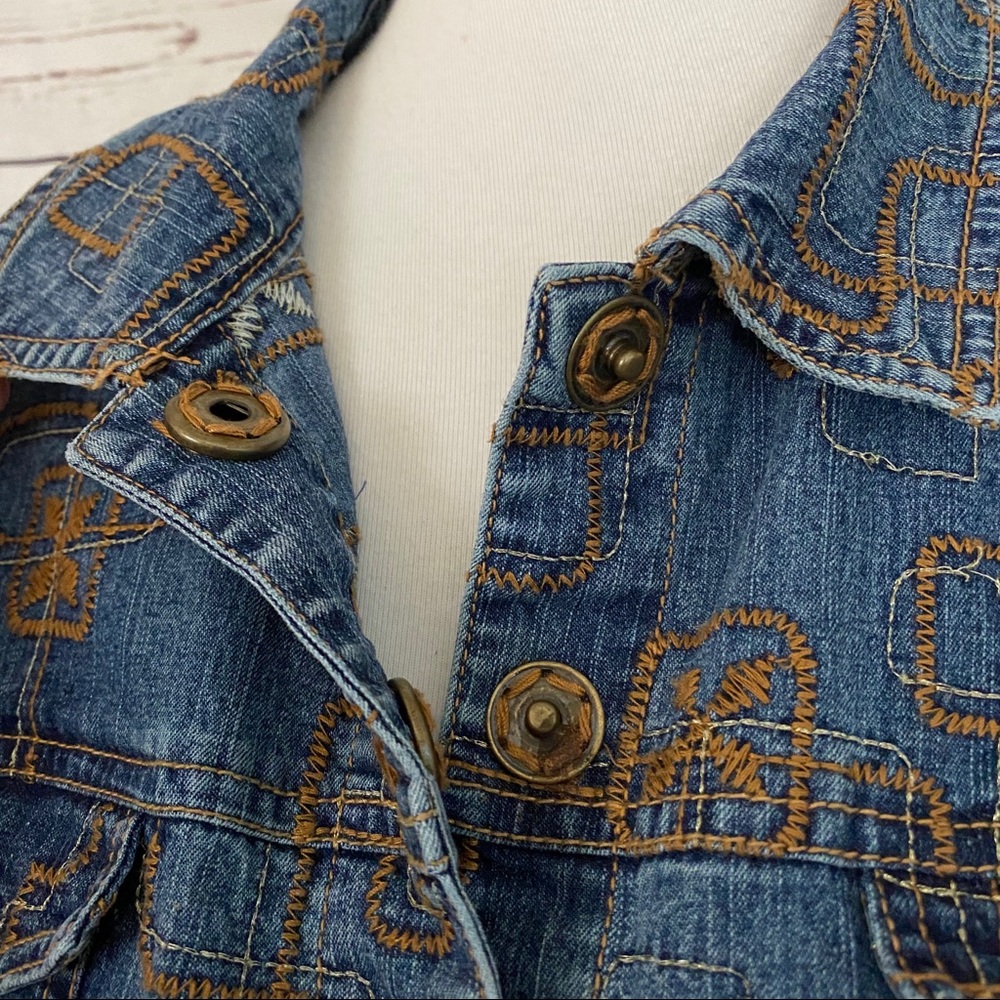 Ruby Rd Embroidered Jean Jacket Medium - Picture 5 of 9